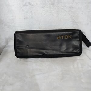 Vtg 80s TDK 15 Cassette Tape Plastic Storage Holder Soft Carrying Case w Strap M